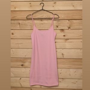 Baby Pink Ribbed Mini Dress